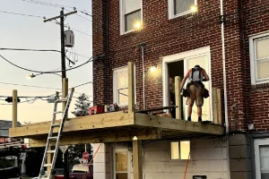 an employee building a new deck